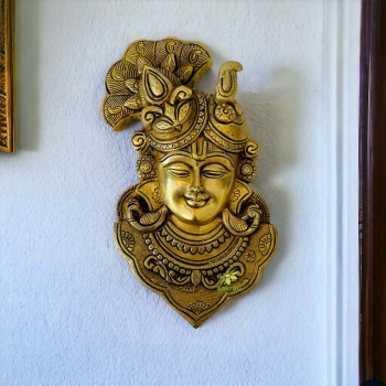 Bake Bihari ji, Krishna Head Statue, Wall Decor Metal Art |Temple decor| |Home decor| |Gift item|